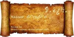 Vainer Árpád névjegykártya
